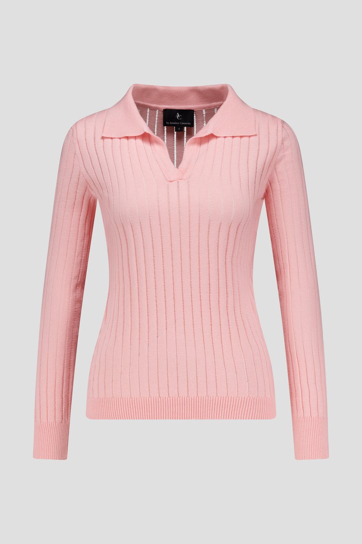 Polo côtelé rose clair de AC by Annelien Coorevits pour Femmes