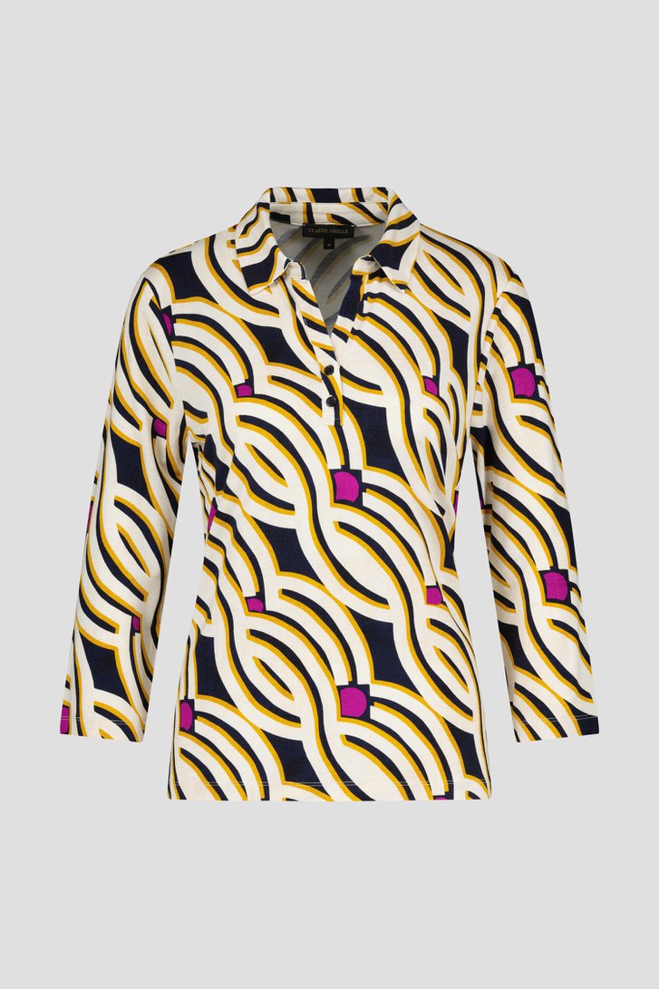 Polo écru à imprimé graphique de Claude Arielle pour Femmes