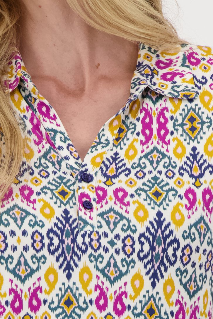 Polo écru avec imprimé coloré de Claude Arielle pour Femmes