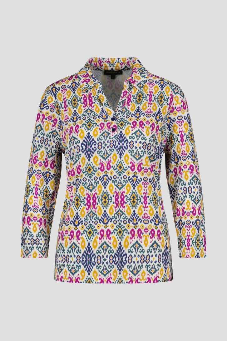 Polo écru avec imprimé coloré de Claude Arielle pour Femmes