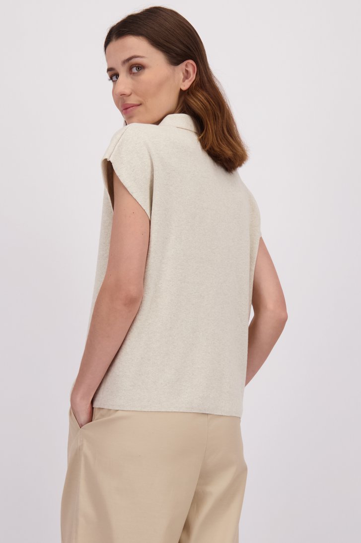 Le dos de Polo en maille beige sans manches de LŌVING pour Femmes