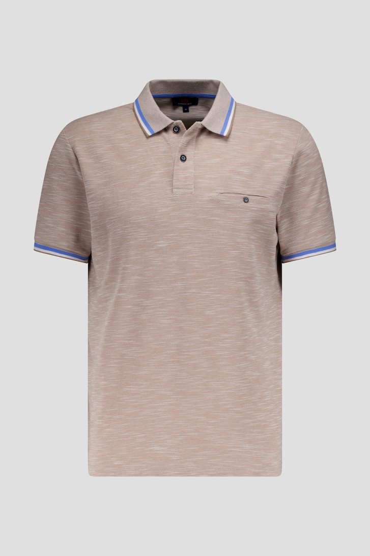Polo marron clair avec bande bleue au col de Dansaert Blue pour Hommes