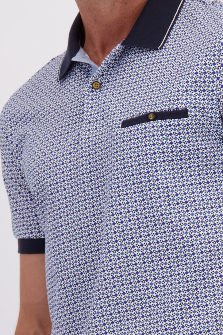 Detail van Polo met blauwe geometrische print door Dansaert Blue voor Heren