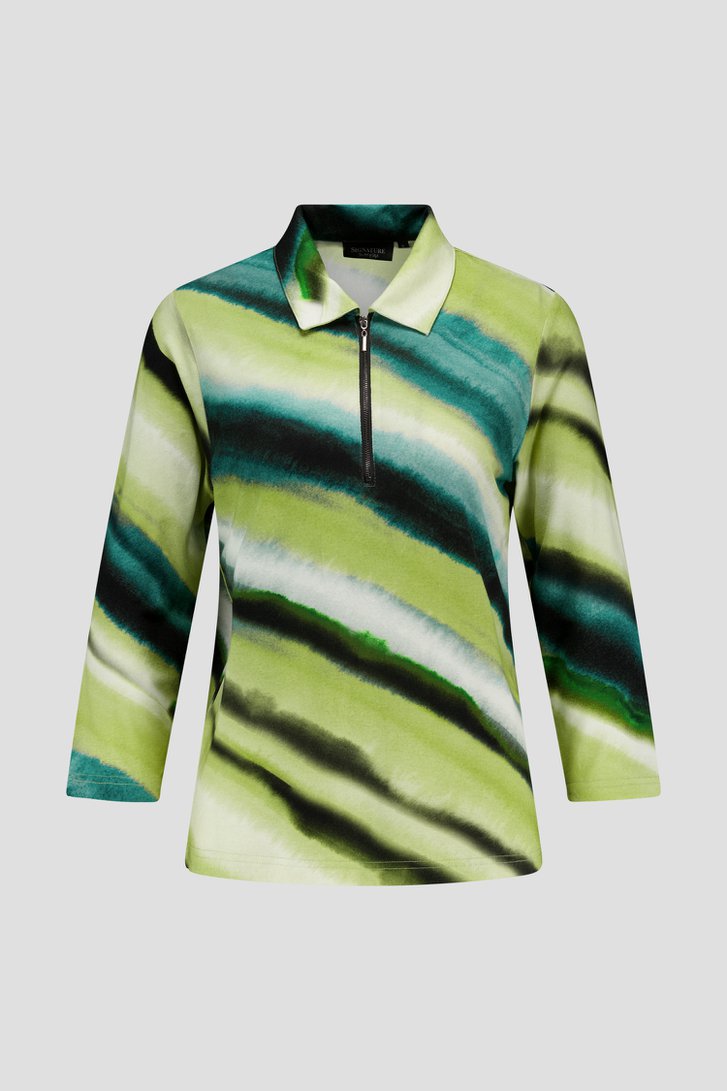 Polo met groene print van Signature voor Dames