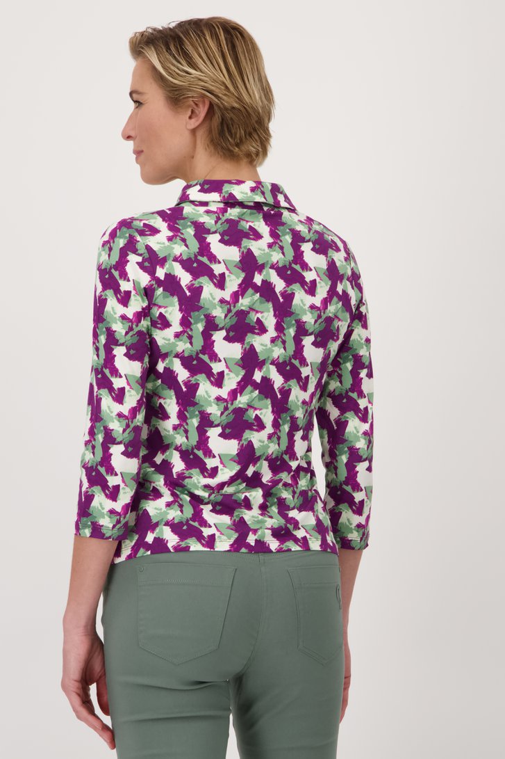 Polo met paars-groene print van Claude Arielle voor Dames