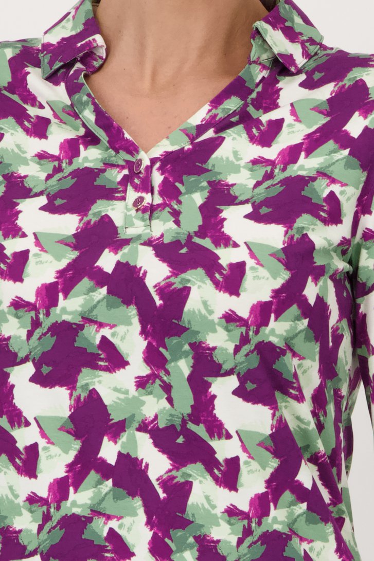 Polo met paars-groene print van Claude Arielle voor Dames