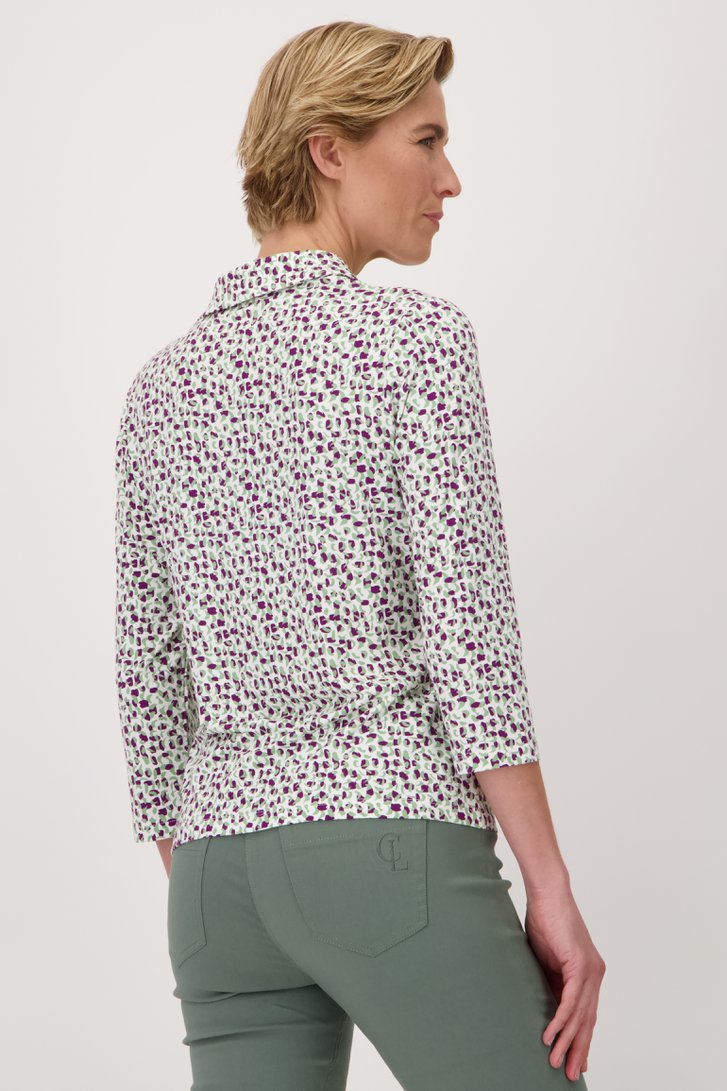 Achterkant van Polo met paars-groene print door Claude Arielle voor Dames