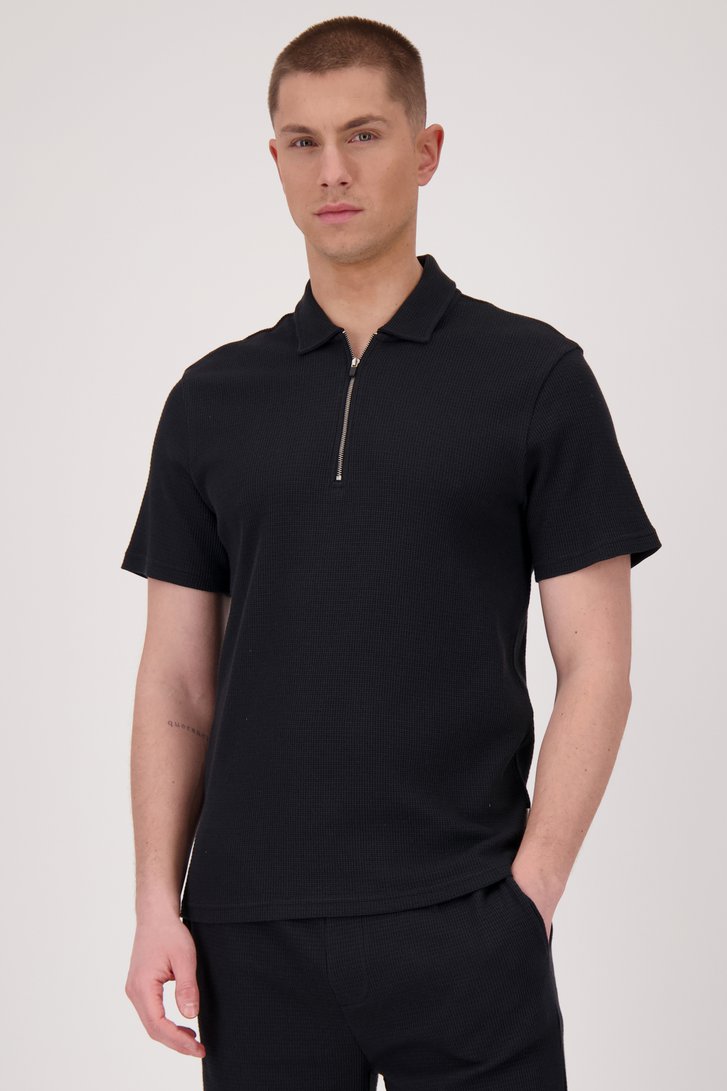 Polo noir avec fermeture à glissière courte de ONLY & SONS pour Hommes