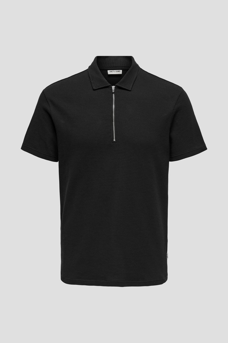 Polo noir avec fermeture à glissière courte de ONLY & SONS pour Hommes