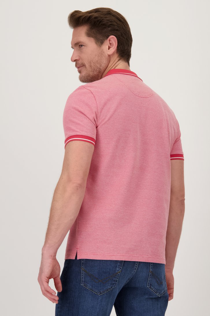 Polo rouge à col rayé de Dansaert Blue pour Hommes