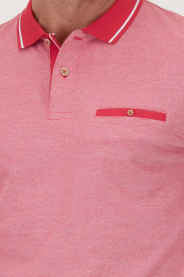 Polo rouge à col rayé de Dansaert Blue pour Hommes