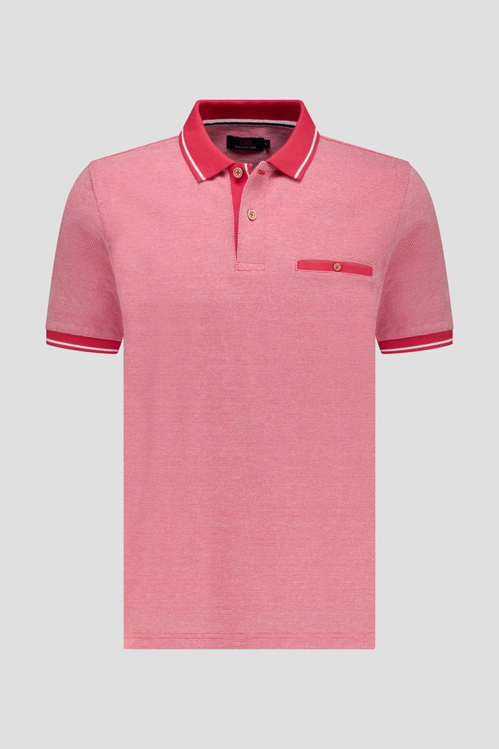 Polo rouge à col rayé de Dansaert Blue pour Hommes