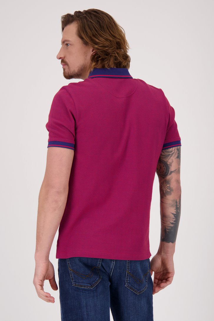Polo rouge à imprimé fin en bleu de Ravøtt pour Hommes