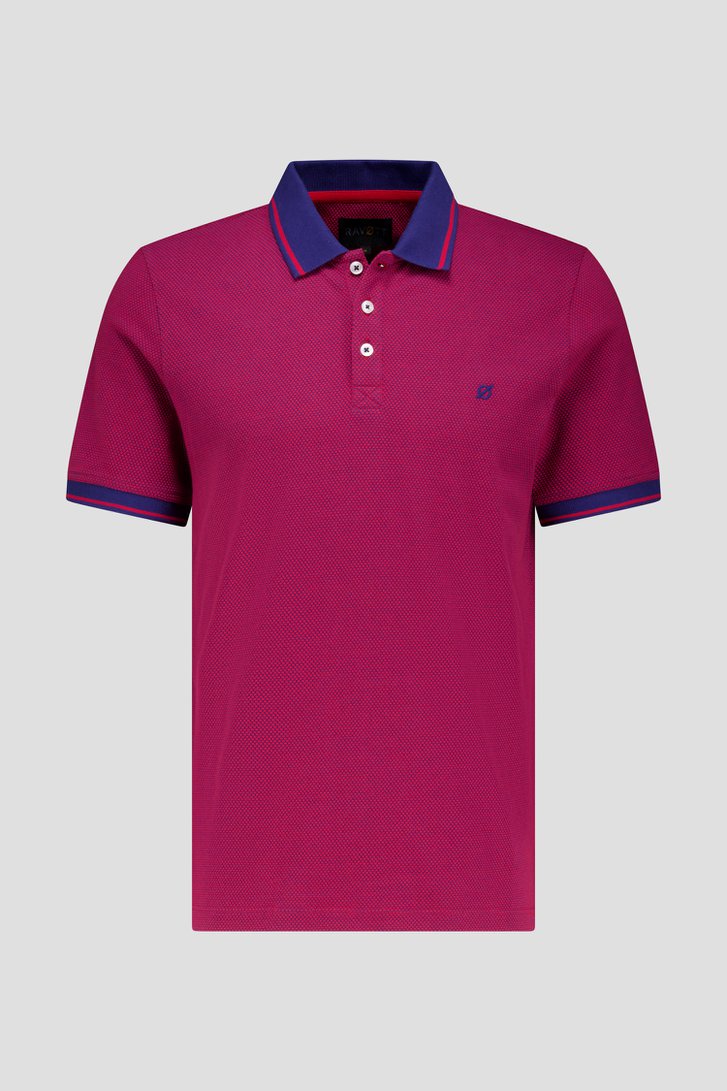 Polo rouge à imprimé fin en bleu de Ravøtt pour Hommes