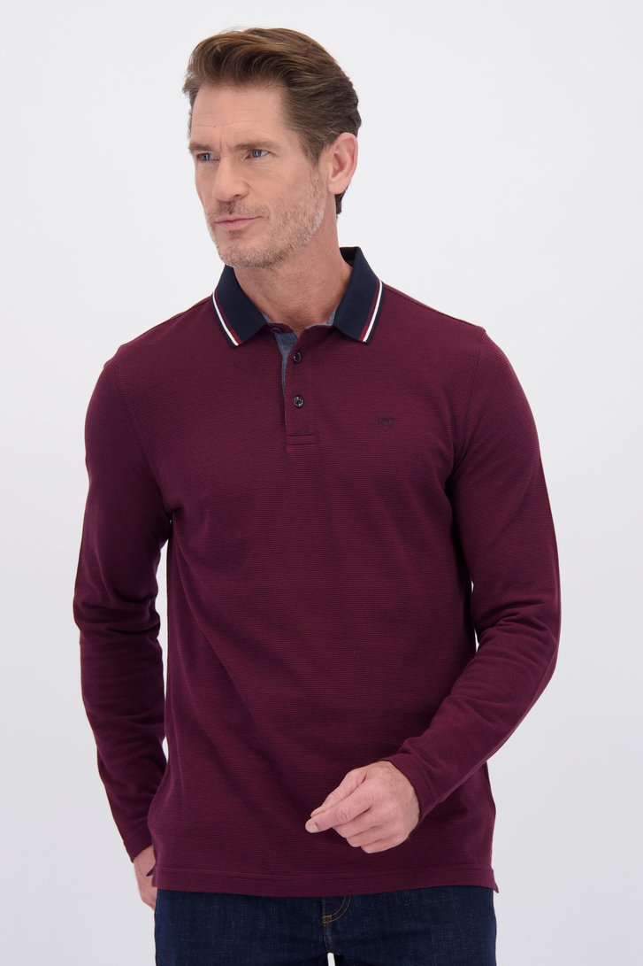Le devant de Polo rouge à manches longues de Dansaert Blue pour Hommes