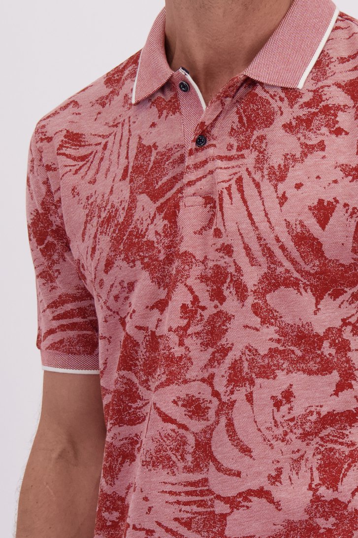 Détail de Polo rouge à motif feuilles de Dansaert Blue pour Hommes