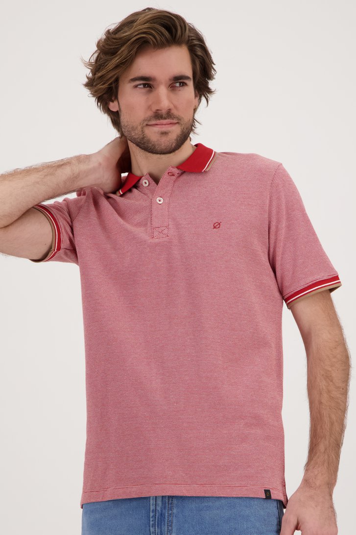 Polo rouge à motif fin de Ravøtt pour Hommes