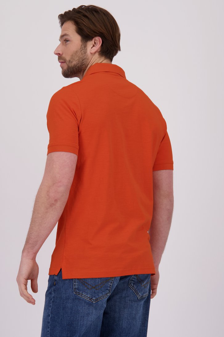 Polo rouge-orange à texture rayée de Ravøtt pour Hommes