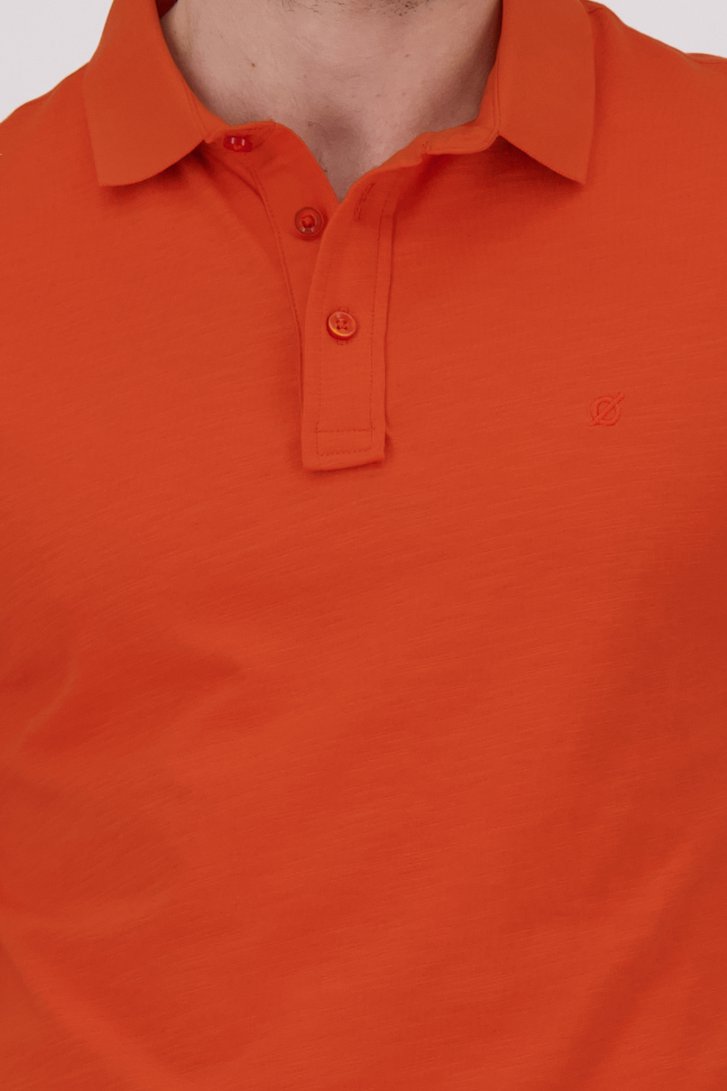 Polo rouge-orange à texture rayée de Ravøtt pour Hommes