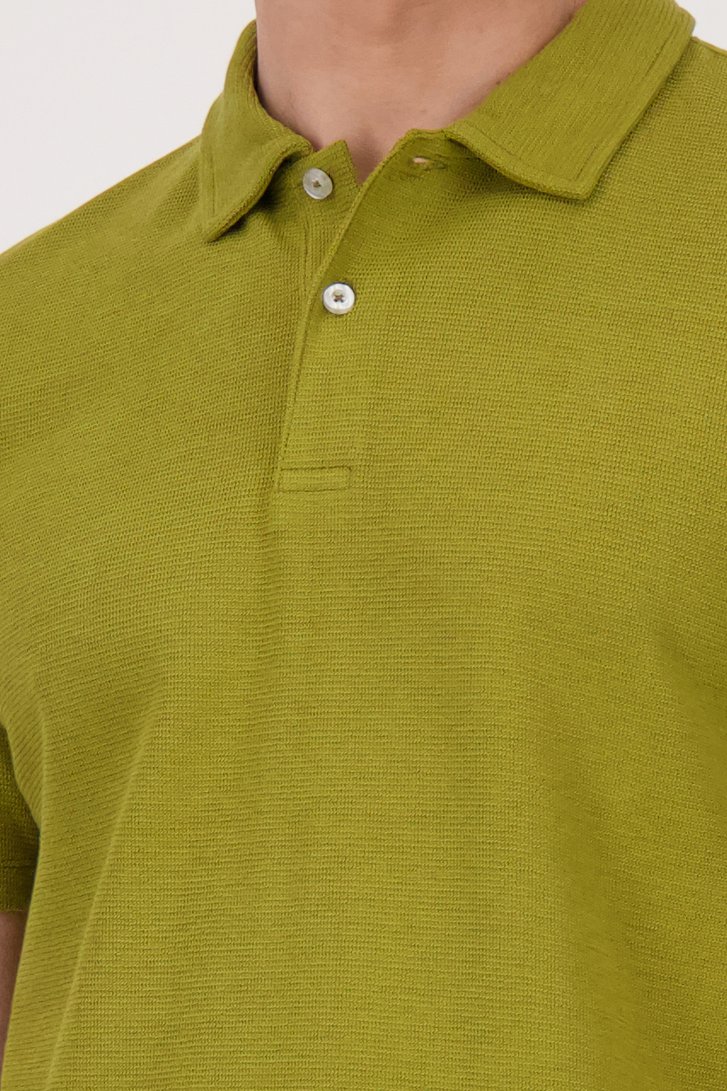 Polo texturé vert olive de Casual Five pour Hommes