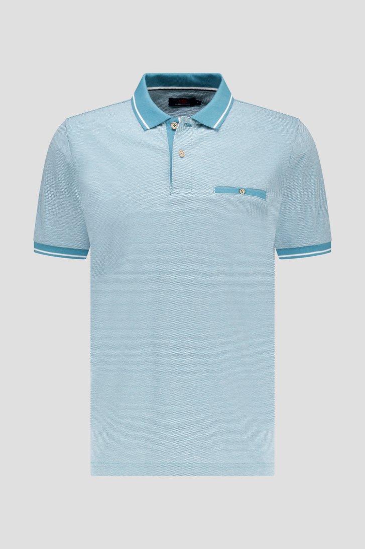 Polo turquoise à col rayé de Dansaert Blue pour Hommes