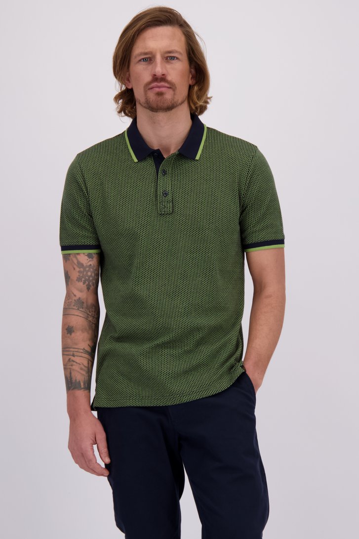 Le devant de Polo vert à carreaux de Ravøtt pour Hommes