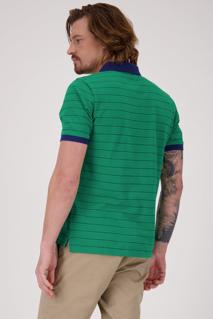 Polo vert à rayures bleues de Ravøtt pour Hommes