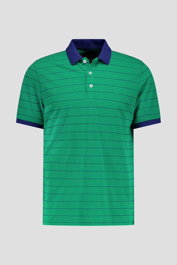 Polo vert à rayures bleues de Ravøtt pour Hommes
