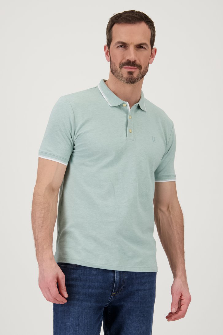Polo vert avec boutons et rayures blanches de Upper East pour Hommes