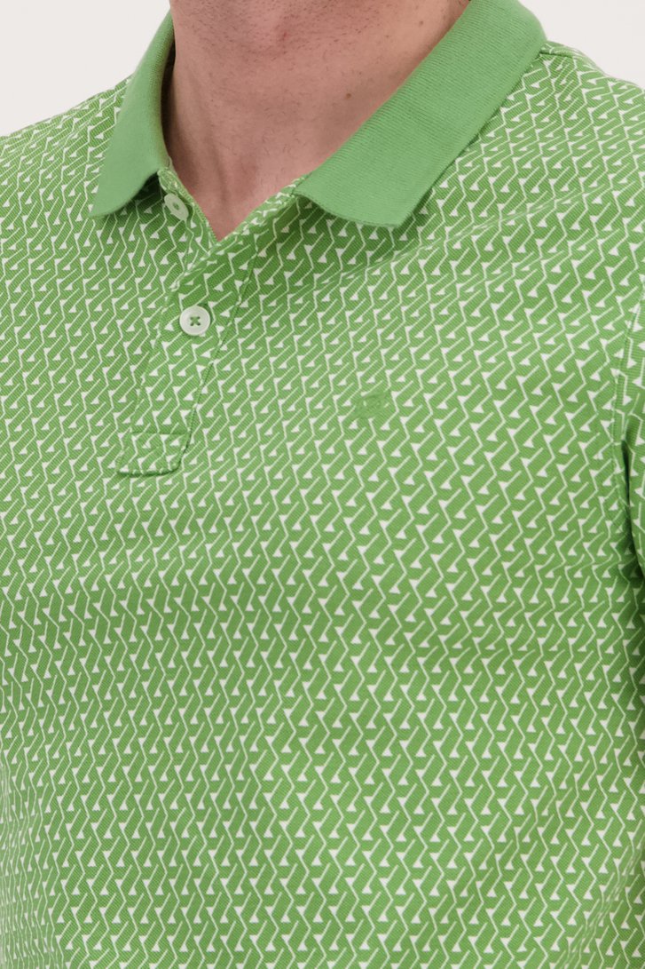 Polo vert avec fin motif écru de Ravøtt pour Hommes