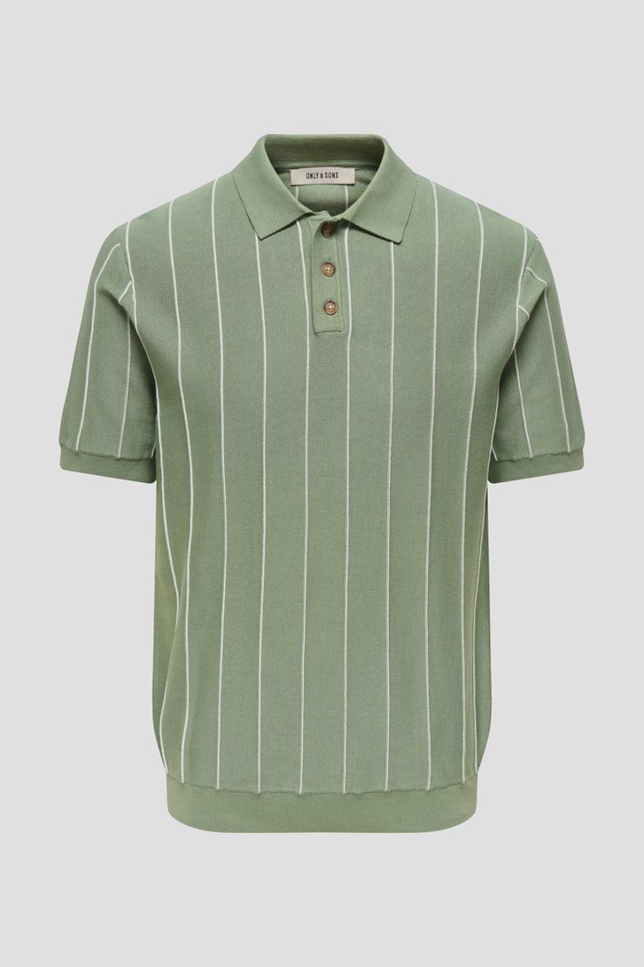 Photo produit 1 de Polo vert clair à rayures blanches verticales de Only & Sons pour Hommes