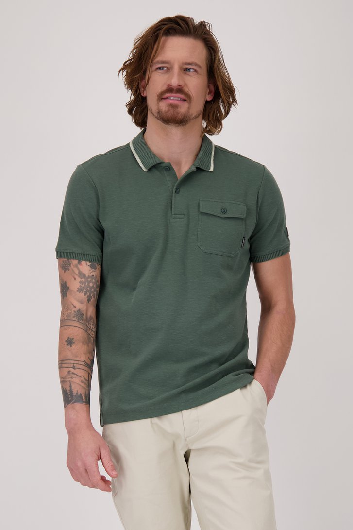 Polo vert foncé à col blanc de Bluefields pour Hommes
