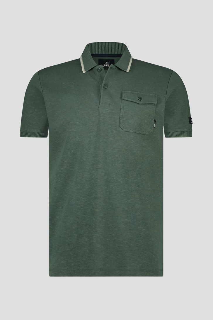 Polo vert foncé à col blanc de Bluefields pour Hommes