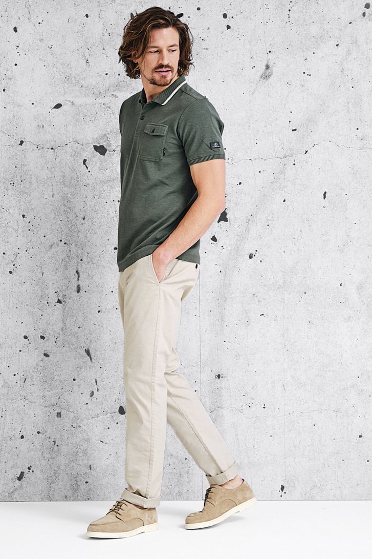 Polo vert foncé à col blanc de Bluefields pour Hommes