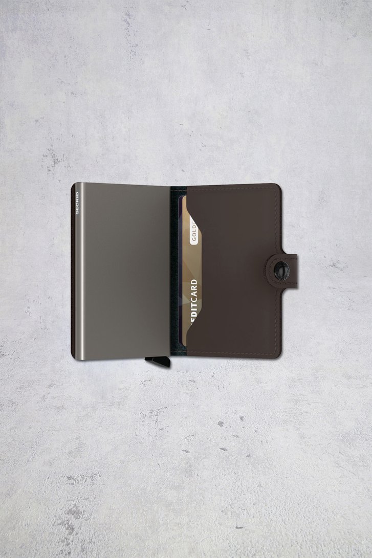 Détail de Porte-cartes en cuir brun - Miniwallet matte de Secri pour Hommes