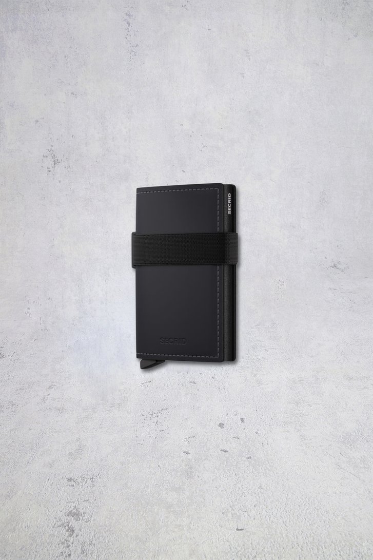 Le devant de Porte-cartes en cuir noir mat - Bandwallet TPU de Secri pour Hommes