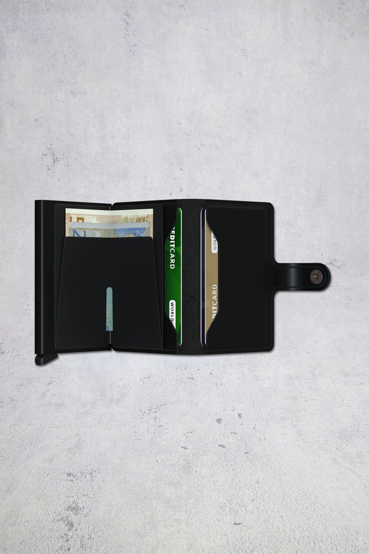 Photo produit 1 de Porte-cartes en cuir noir - Miniwallet matte de Secri pour Hommes