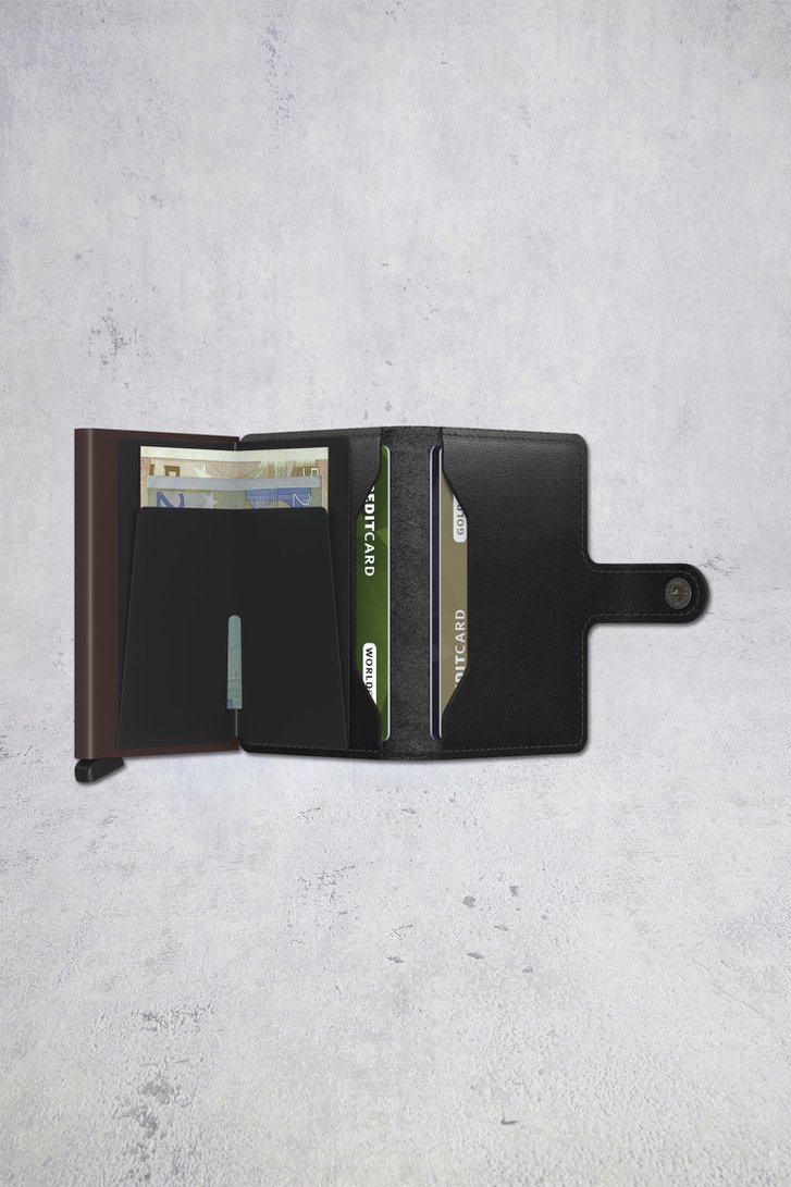 Photo produit 1 de Porte-cartes en cuir noir  - Miniwallet original de Secri pour Hommes