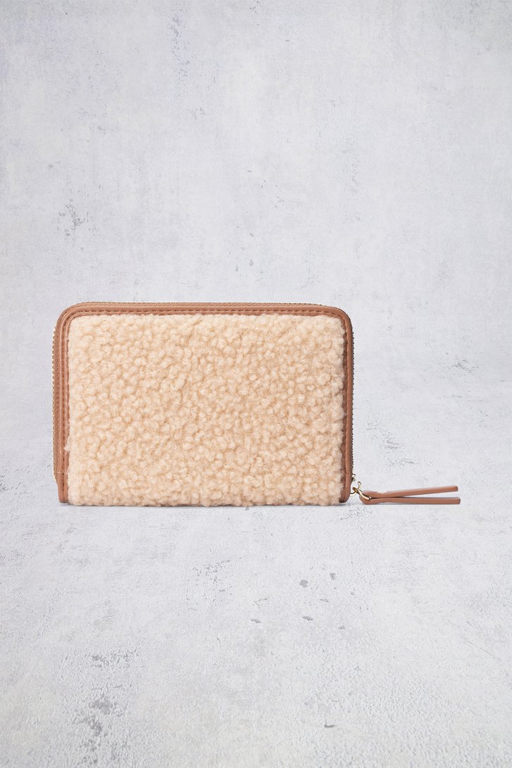 Le dos de Portefeuille beige en teddy de Laurent David pour Femmes