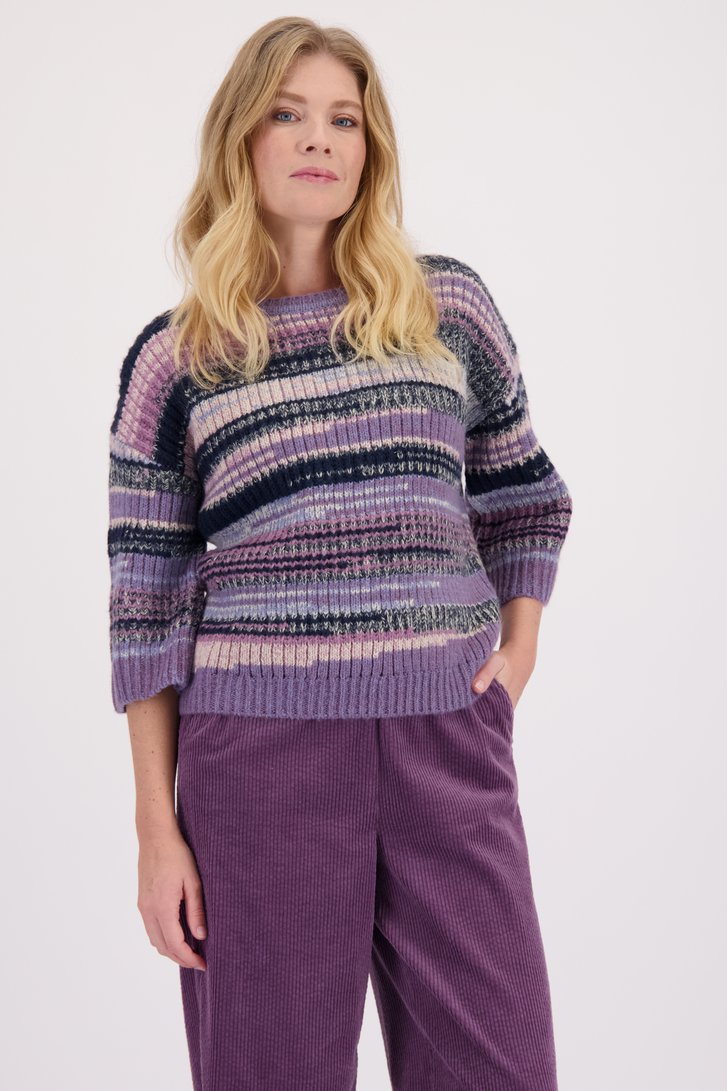 Paarse trui met strepen van Libelle 7377656 Retro layering e5