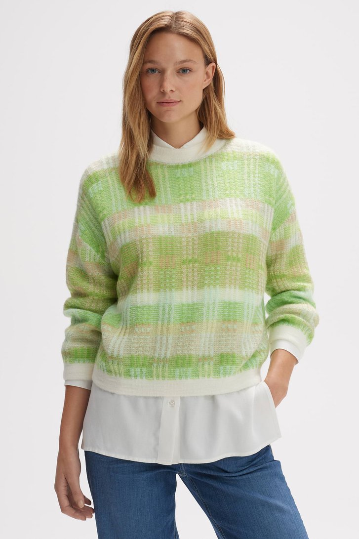 Pull à carreaux vert clair	 de Opus pour Femmes