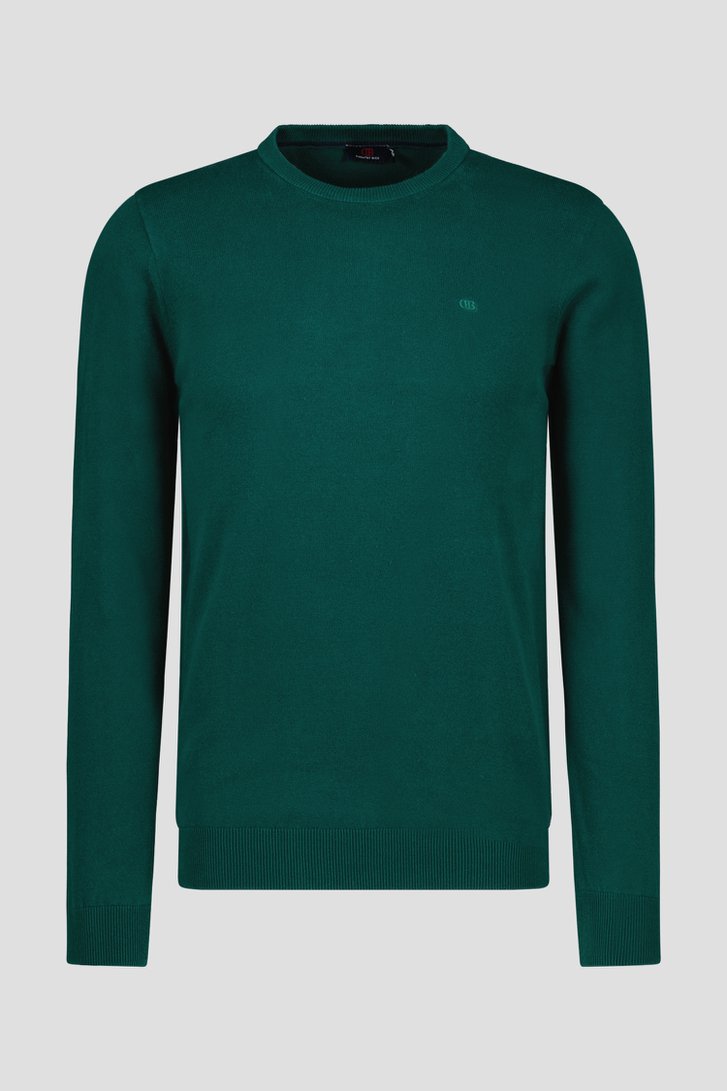 Pull à col rond en coton vert foncé  de Dansaert Blue pour Hommes