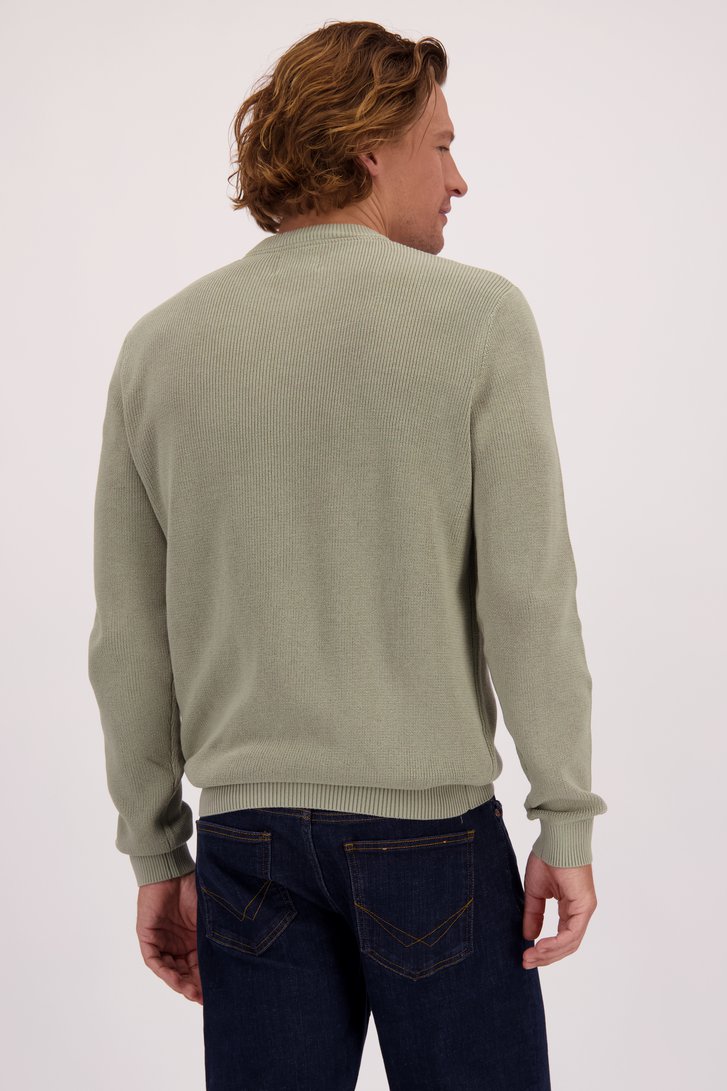 Le dos de Pull à col rond vert clair de Ravøtt pour Hommes