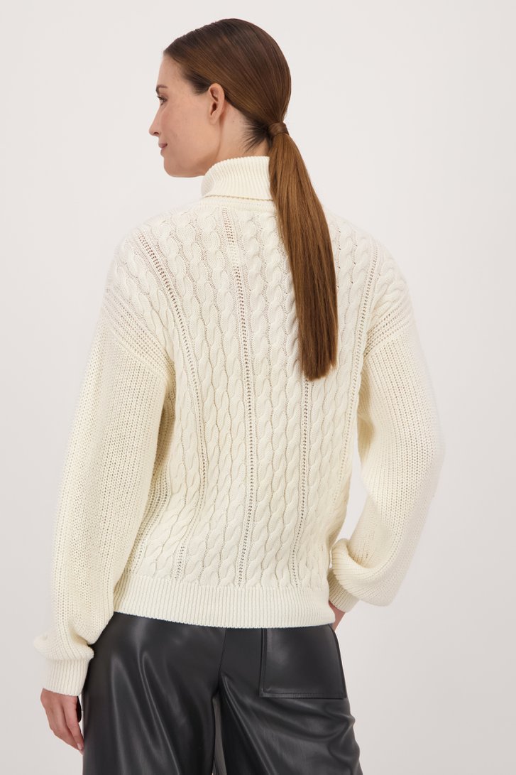 Pull à col roulé en tricot câblé écru de AC by Annelien Coorevits pour Femmes