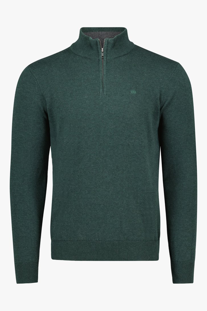 Pull à col zippé vert foncé de Dansaert Blue pour Hommes