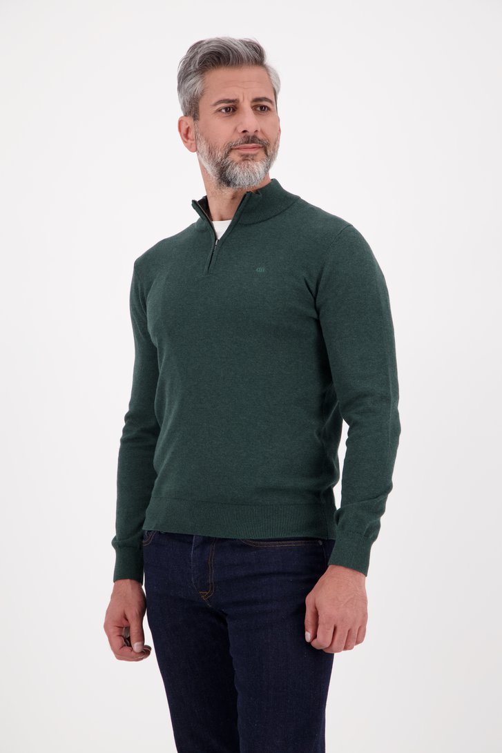 Pull à col zippé vert foncé de Dansaert Blue pour Hommes