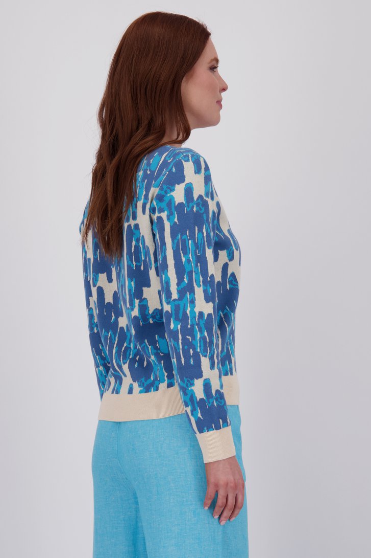 Pull à imprimé bleu et col en V de Liberty Loving nature pour Femmes