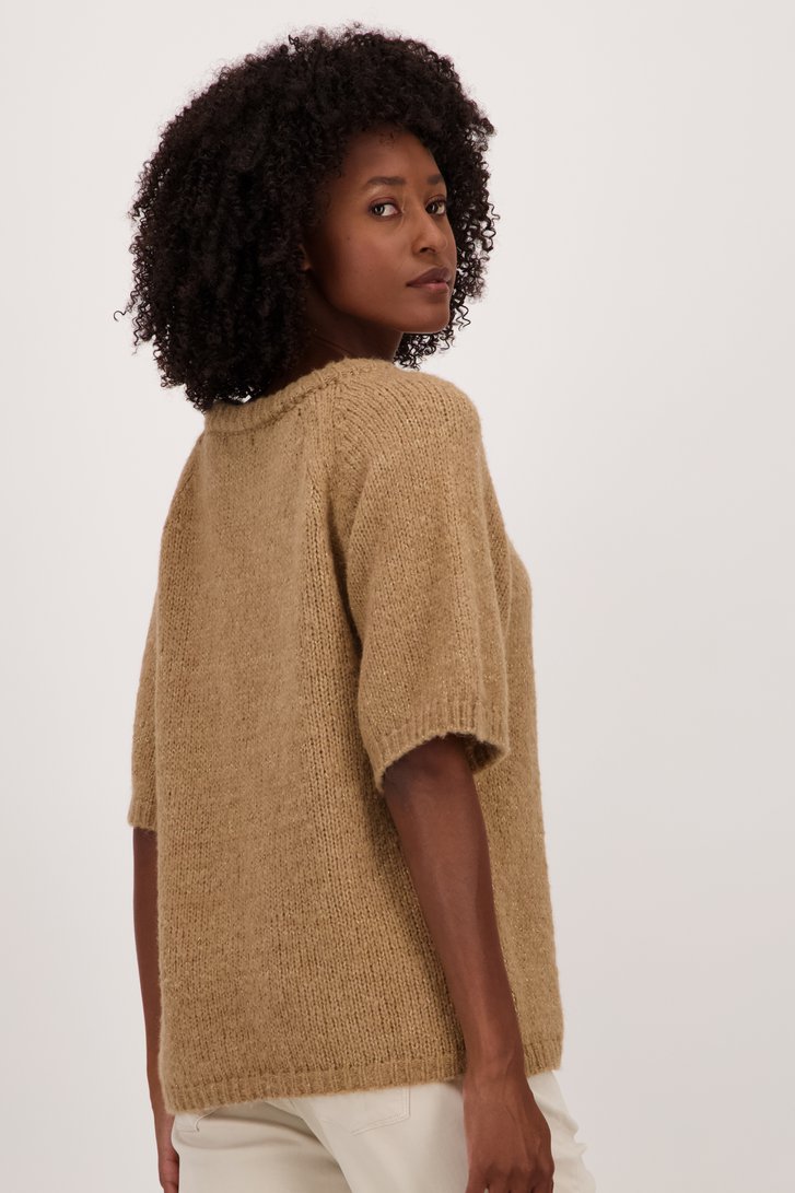 Pull à manches courtes marron clair de Geisha pour Femmes