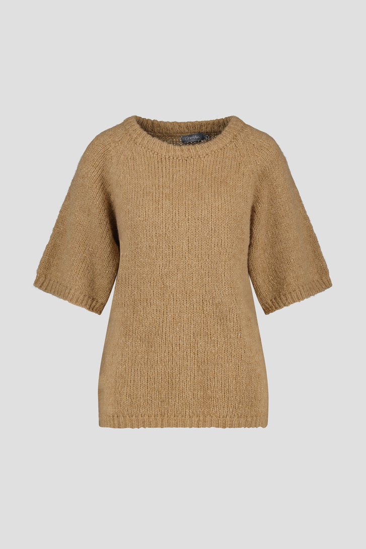 Pull à manches courtes marron clair de Geisha pour Femmes