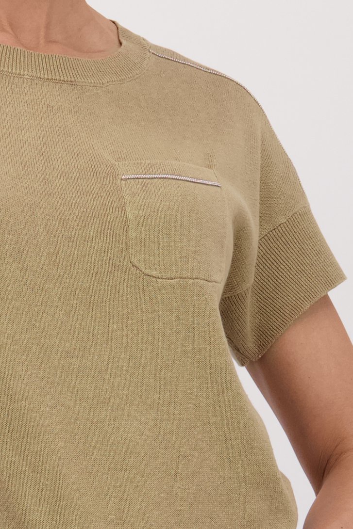 Pull à manches courtes taupe de Barbara Lebek pour Femmes